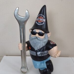 Genuine Harley Davidson Garden Gnome Holding Wrench 8.25" Tall